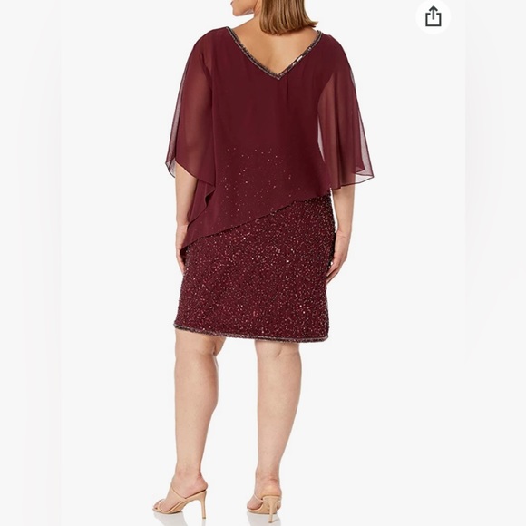 J Kara Dress women burgundy knee sequence NWT size#16 - Picture 2 of 13